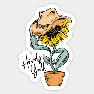 Howdy Y'all Sunflower Sticker